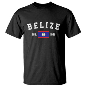 Belize Est 1981 T Shirt Vintage Belizean Flag Independence Day