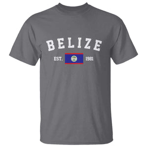 Belize Est 1981 T Shirt Vintage Belizean Flag Independence Day