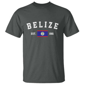 Belize Est 1981 T Shirt Vintage Belizean Flag Independence Day