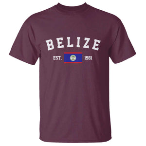 Belize Est 1981 T Shirt Vintage Belizean Flag Independence Day