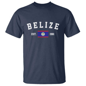 Belize Est 1981 T Shirt Vintage Belizean Flag Independence Day