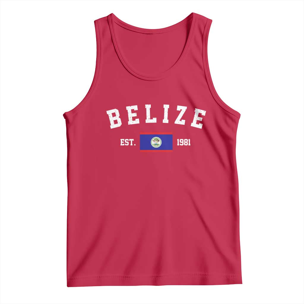Belize Est 1981 Tank Top Vintage Belizean Flag Independence Day