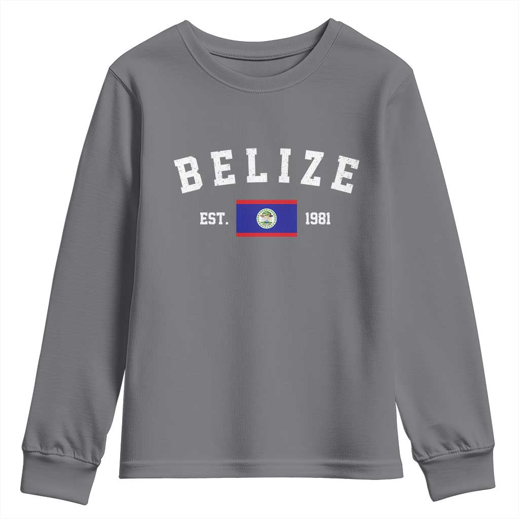Belize Est 1981 Youth Sweatshirt Vintage Belizean Flag Independence Day