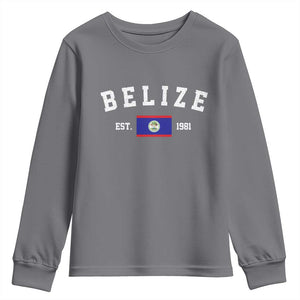 Belize Est 1981 Youth Sweatshirt Vintage Belizean Flag Independence Day