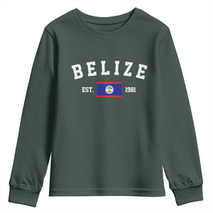 Belize Est 1981 Youth Sweatshirt Vintage Belizean Flag Independence Day