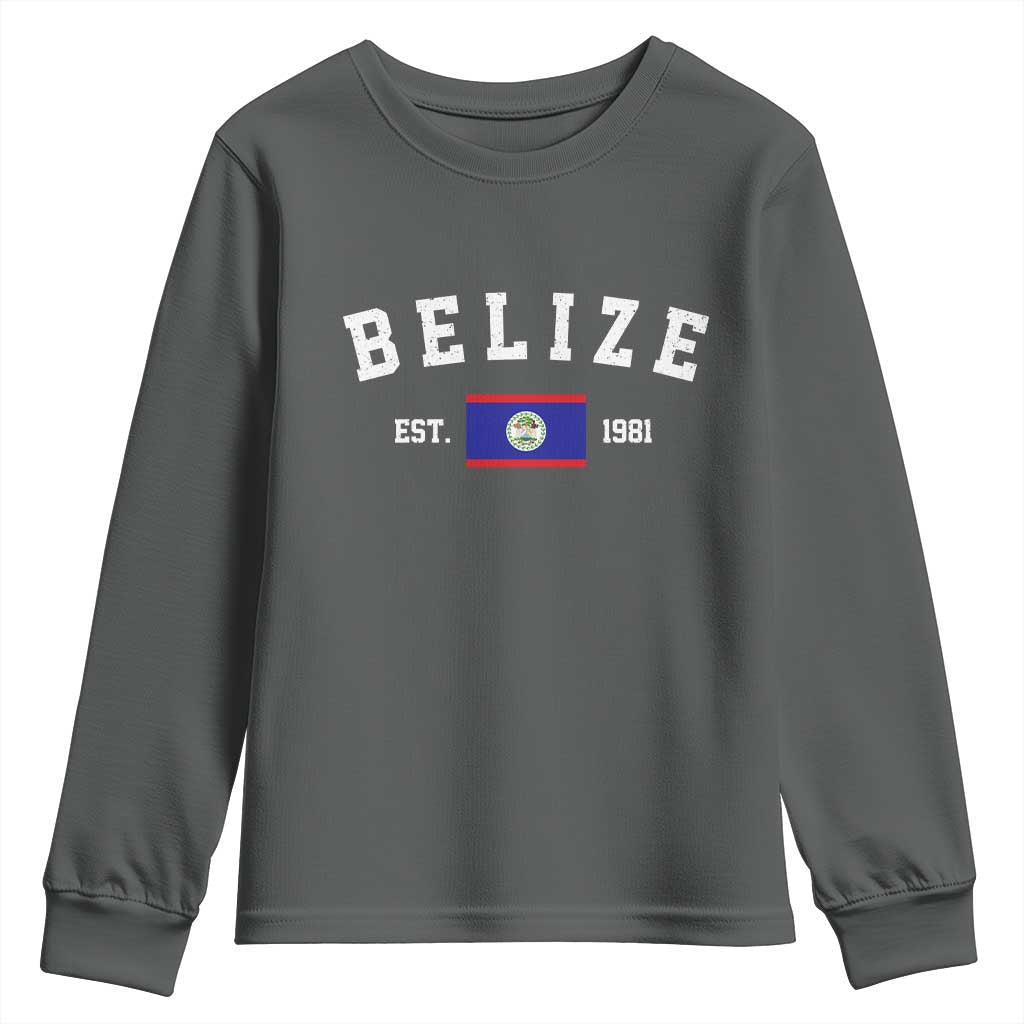 Belize Est 1981 Youth Sweatshirt Vintage Belizean Flag Independence Day