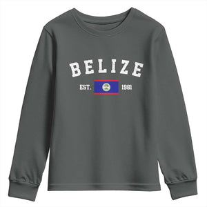 Belize Est 1981 Youth Sweatshirt Vintage Belizean Flag Independence Day