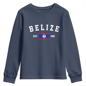 Belize Est 1981 Youth Sweatshirt Vintage Belizean Flag Independence Day