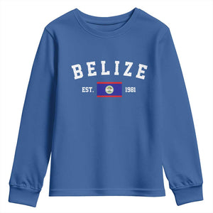 Belize Est 1981 Youth Sweatshirt Vintage Belizean Flag Independence Day