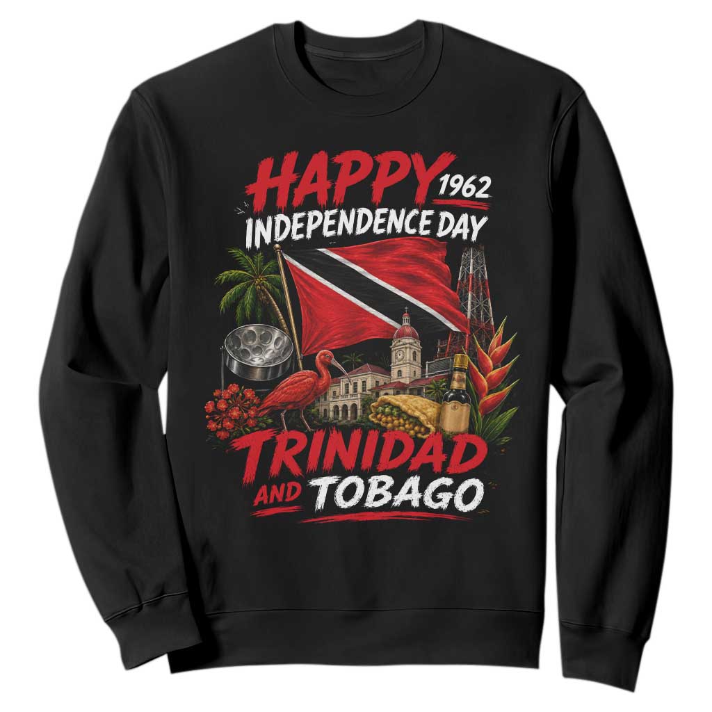 Trinidad And Tobago Independence Day Sweatshirt Trinidadian Heritage Steelpan Scarlet Ibis TS11 Black Print Your Wear