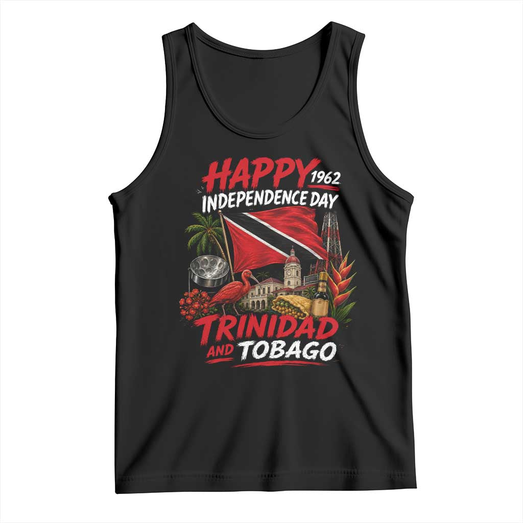 Trinidad And Tobago Independence Day Tank Top Trinidadian Heritage Steelpan Scarlet Ibis TS11 Black Print Your Wear