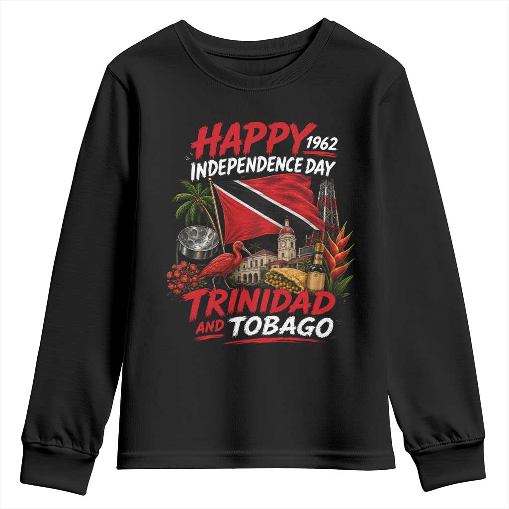 Trinidad And Tobago Independence Day Youth Sweatshirt Trinidadian Heritage Steelpan Scarlet Ibis TS11 Black Print Your Wear