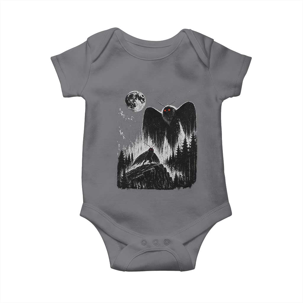 Mothman Howling at Moon 90s Retro Baby Onesie Funny West Virginia Cryptid TS11 Charcoal Print Your Wear