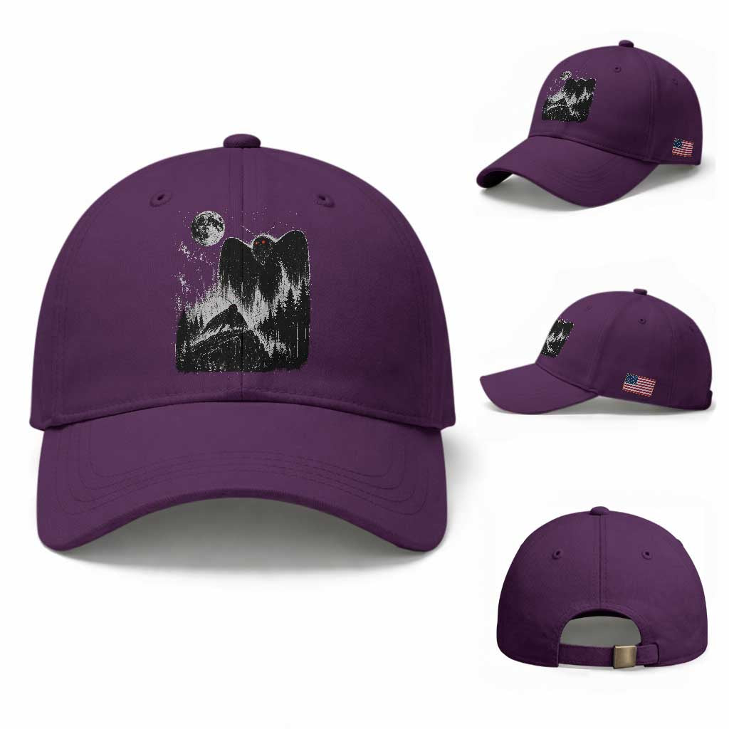 Mothman Howling at Moon 90s Retro Baseball Cap Funny West Virginia Cryptid TS11 Baseball Cap Universal Fit Purple Print Your Wear