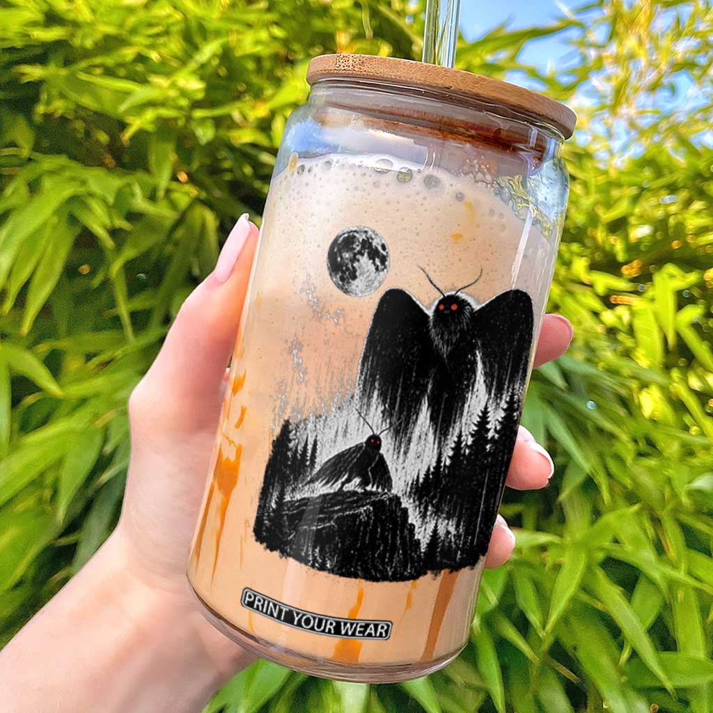 Mothman Howling at Moon 90s Retro Glass Can Funny West Virginia Cryptid TS11 Black Print Your Wear