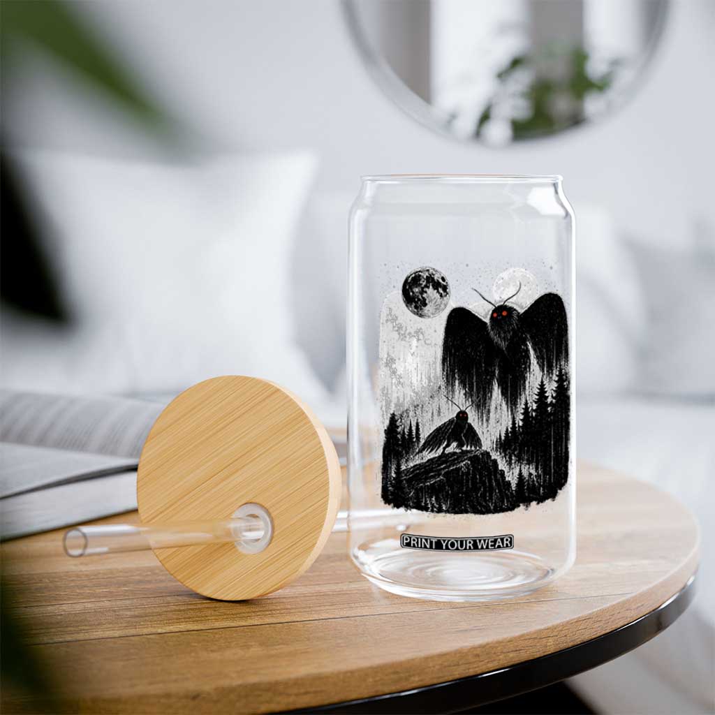 Mothman Howling at Moon 90s Retro Glass Can Funny West Virginia Cryptid TS11 Print Your Wear
