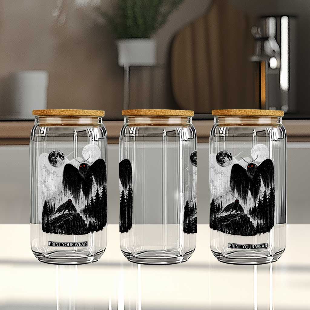 Mothman Howling at Moon 90s Retro Glass Can Funny West Virginia Cryptid TS11 Print Your Wear