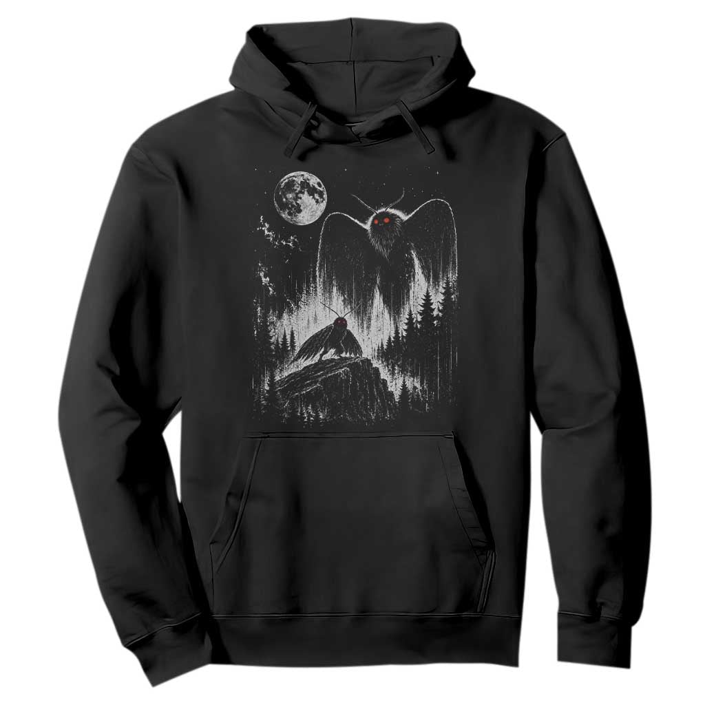 Mothman Howling at Moon 90s Retro Hoodie Funny West Virginia Cryptid TS11 Black Print Your Wear