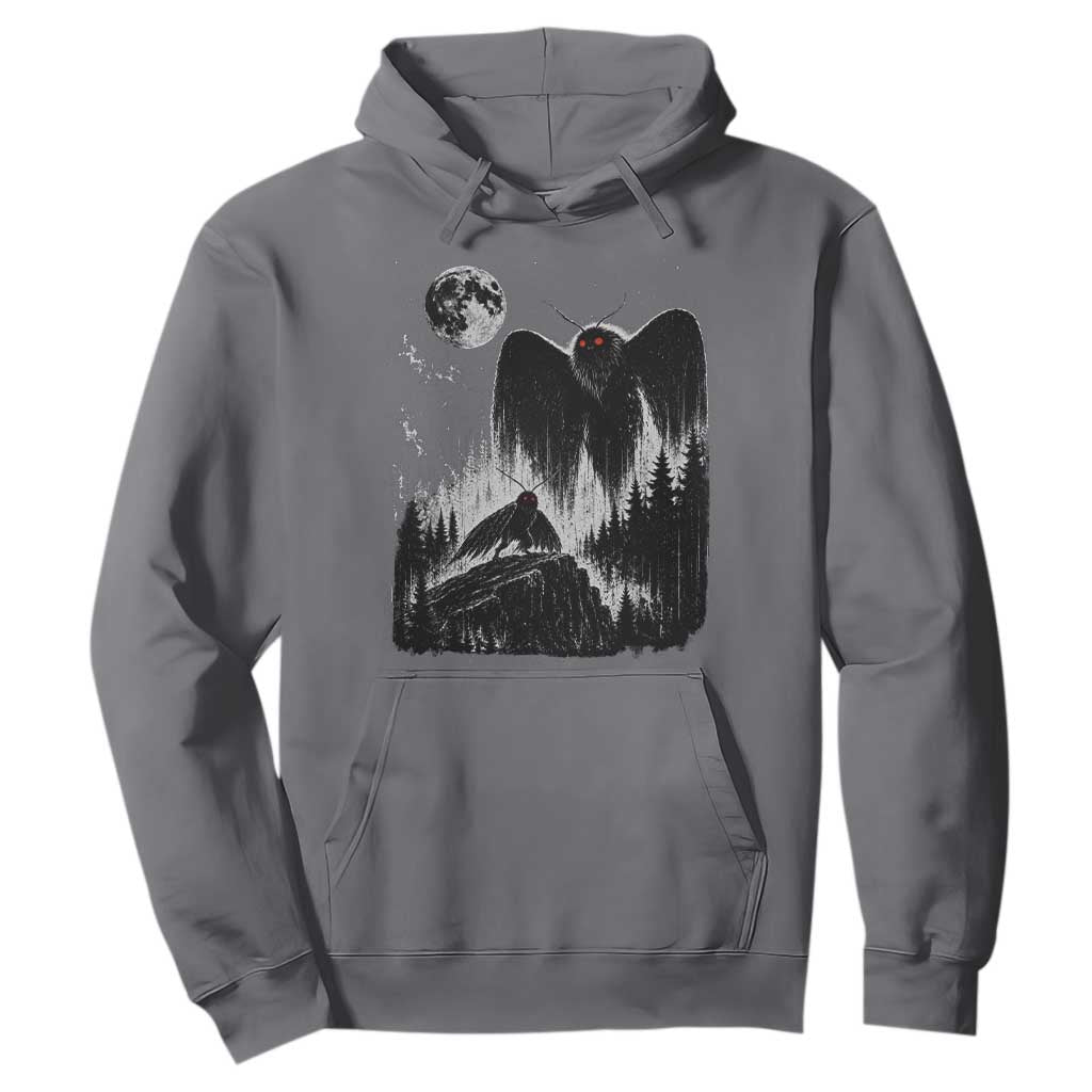 Mothman Howling at Moon 90s Retro Hoodie Funny West Virginia Cryptid TS11 Charcoal Print Your Wear