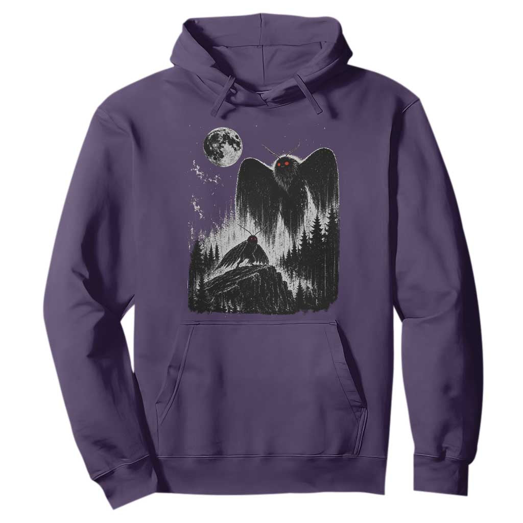 Mothman Howling at Moon 90s Retro Hoodie Funny West Virginia Cryptid TS11 Purple Print Your Wear