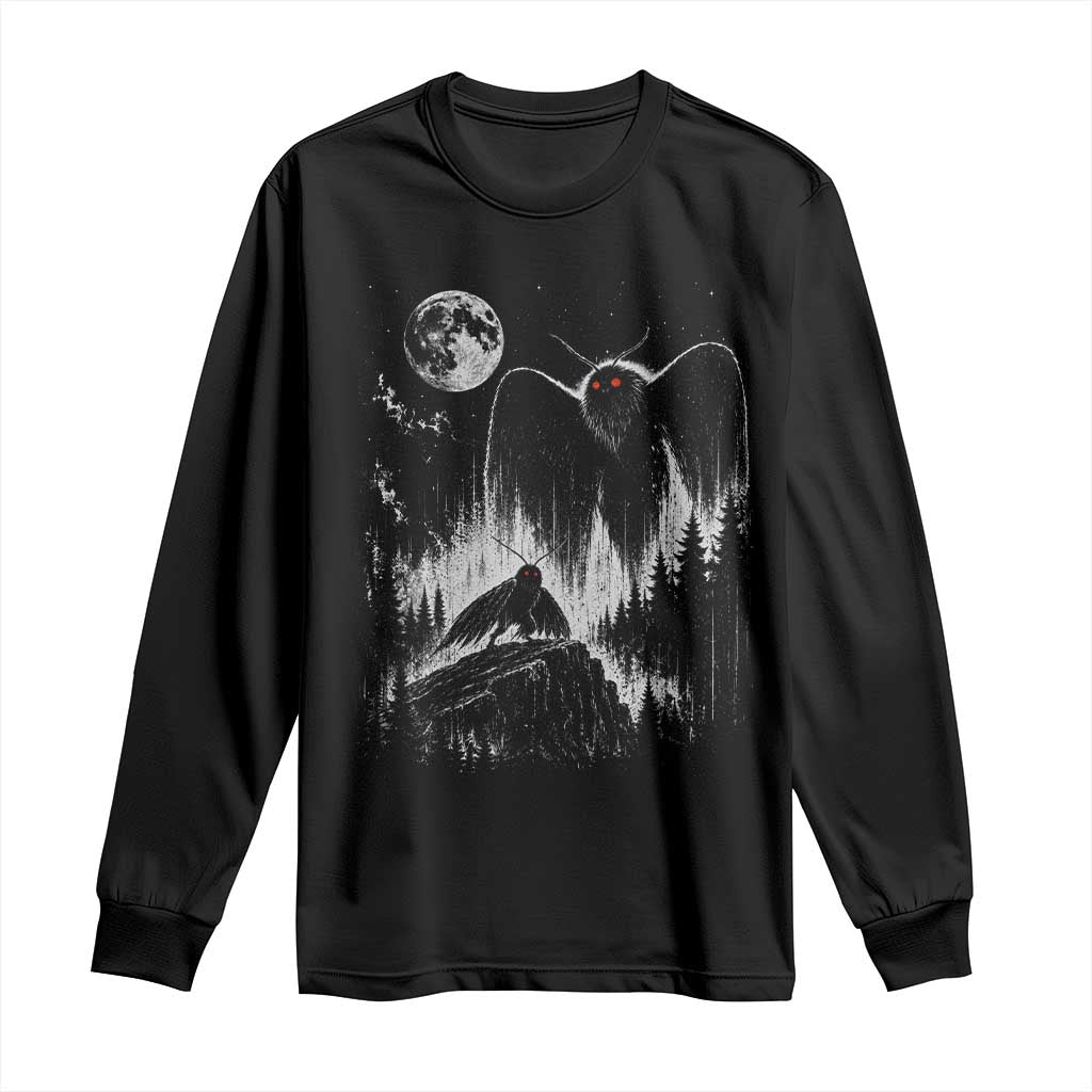 Mothman Howling at Moon 90s Retro Long Sleeve Shirt Funny West Virginia Cryptid TS11 Black Print Your Wear
