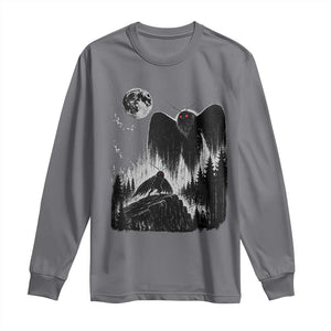 Mothman Howling at Moon 90s Retro Long Sleeve Shirt Funny West Virginia Cryptid TS11 Charcoal Print Your Wear