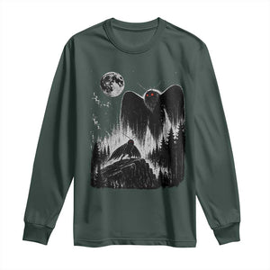 Mothman Howling at Moon 90s Retro Long Sleeve Shirt Funny West Virginia Cryptid TS11 Dark Forest Green Print Your Wear