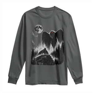 Mothman Howling at Moon 90s Retro Long Sleeve Shirt Funny West Virginia Cryptid TS11 Dark Heather Print Your Wear