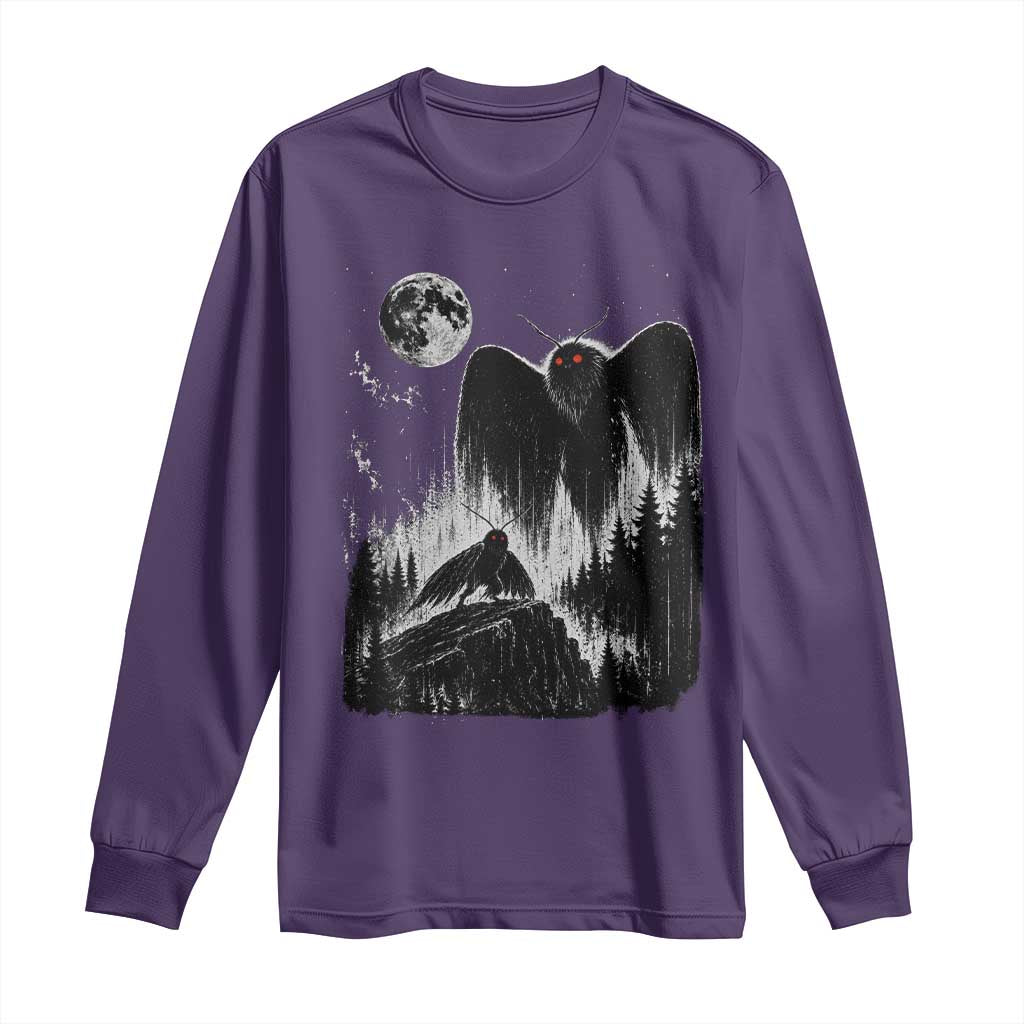 Mothman Howling at Moon 90s Retro Long Sleeve Shirt Funny West Virginia Cryptid TS11 Purple Print Your Wear