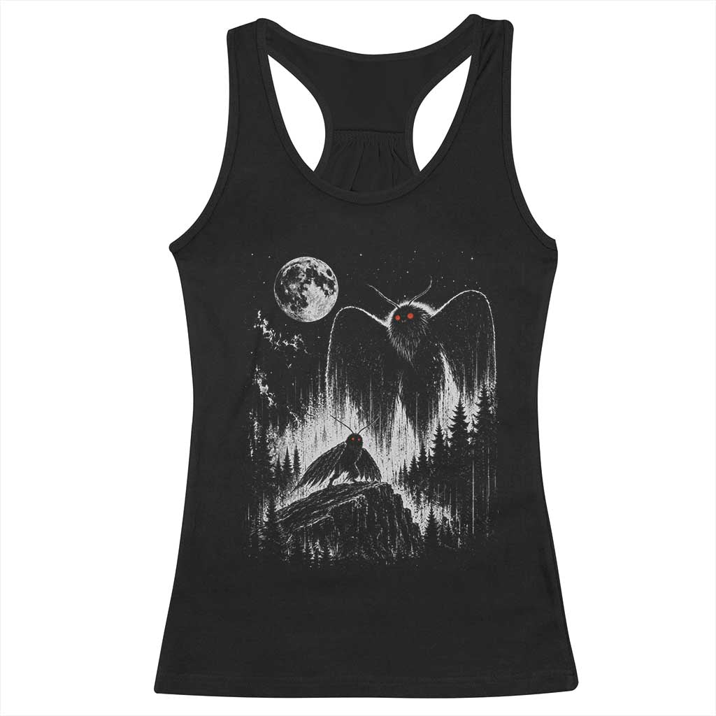 Mothman Howling at Moon 90s Retro Racerback Tank Top Funny West Virginia Cryptid TS11 Black Print Your Wear