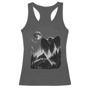 Mothman Howling at Moon 90s Retro Racerback Tank Top Funny West Virginia Cryptid TS11 Dark Heather Print Your Wear