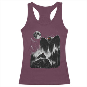 Mothman Howling at Moon 90s Retro Racerback Tank Top Funny West Virginia Cryptid TS11 Maroon Print Your Wear