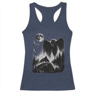 Mothman Howling at Moon 90s Retro Racerback Tank Top Funny West Virginia Cryptid TS11 Navy Print Your Wear
