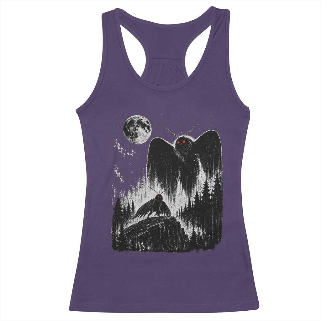Mothman Howling at Moon 90s Retro Racerback Tank Top Funny West Virginia Cryptid TS11 Purple Print Your Wear