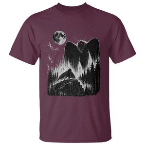 Mothman Howling at Moon 90s Retro T Shirt Funny West Virginia Cryptid TS11 Maroon Print Your Wear