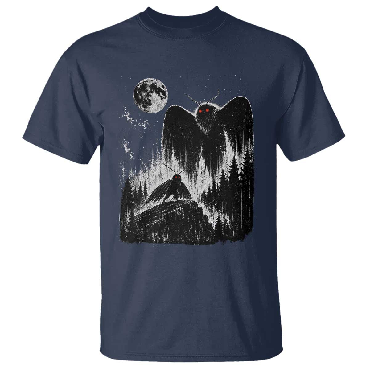 Mothman Howling at Moon 90s Retro T Shirt Funny West Virginia Cryptid TS11 Navy Print Your Wear