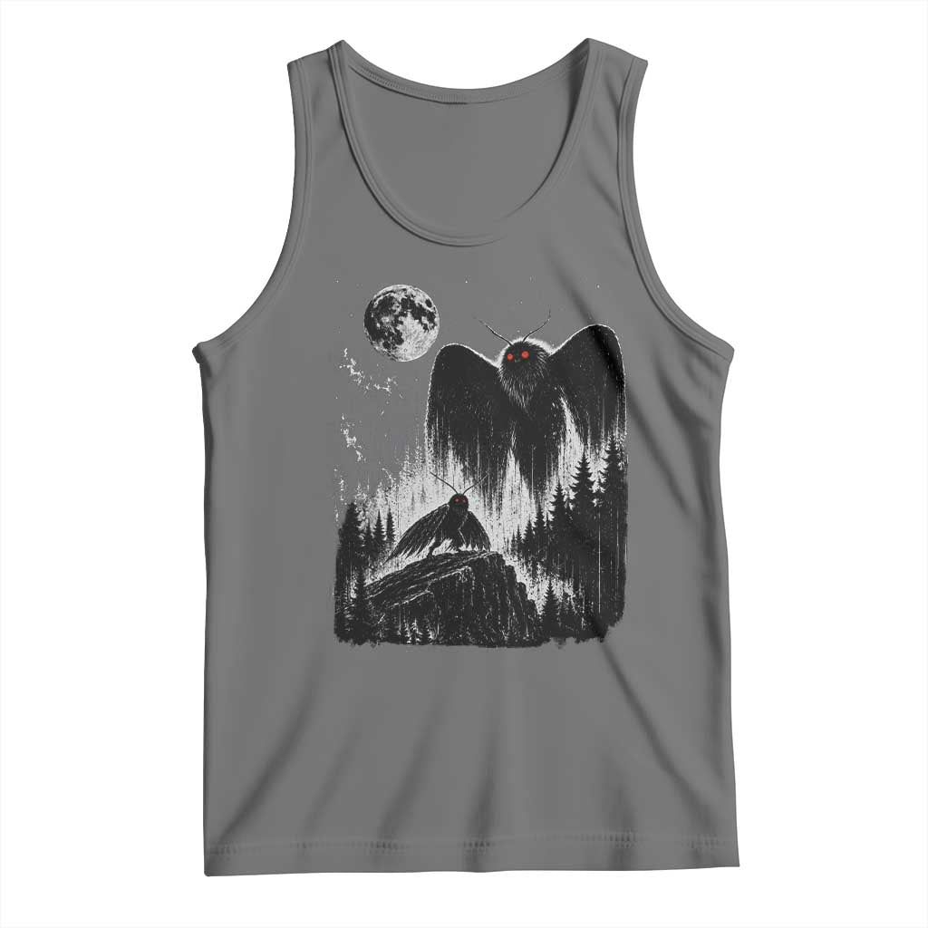 Mothman Howling at Moon 90s Retro Tank Top Funny West Virginia Cryptid TS11 Black Heather Print Your Wear