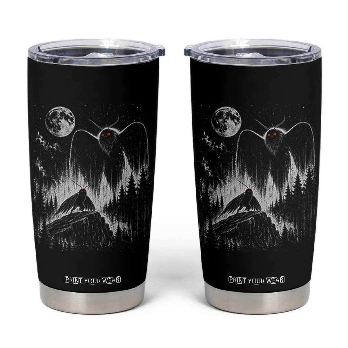 Mothman Howling at Moon 90s Retro Tumbler Cup Funny West Virginia Cryptid TS11 Black Print Your Wear