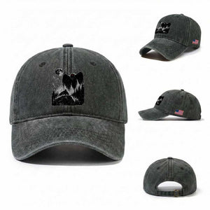 Mothman Howling at Moon 90s Retro Washed Cotton Baseball Cap Funny West Virginia Cryptid TS11 Washed Cap Universal Fit Dark Green Print Your Wear