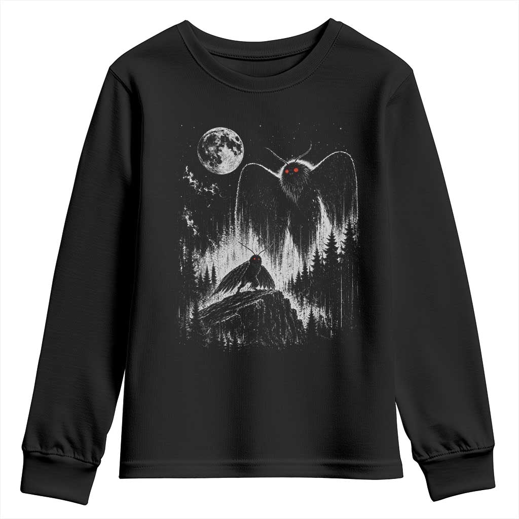 Mothman Howling at Moon 90s Retro Youth Sweatshirt Funny West Virginia Cryptid TS11 Black Print Your Wear