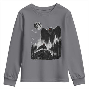 Mothman Howling at Moon 90s Retro Youth Sweatshirt Funny West Virginia Cryptid TS11 Charcoal Print Your Wear