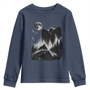 Mothman Howling at Moon 90s Retro Youth Sweatshirt Funny West Virginia Cryptid TS11 Navy Print Your Wear
