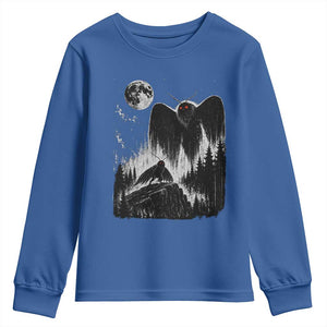 Mothman Howling at Moon 90s Retro Youth Sweatshirt Funny West Virginia Cryptid TS11 Royal Blue Print Your Wear