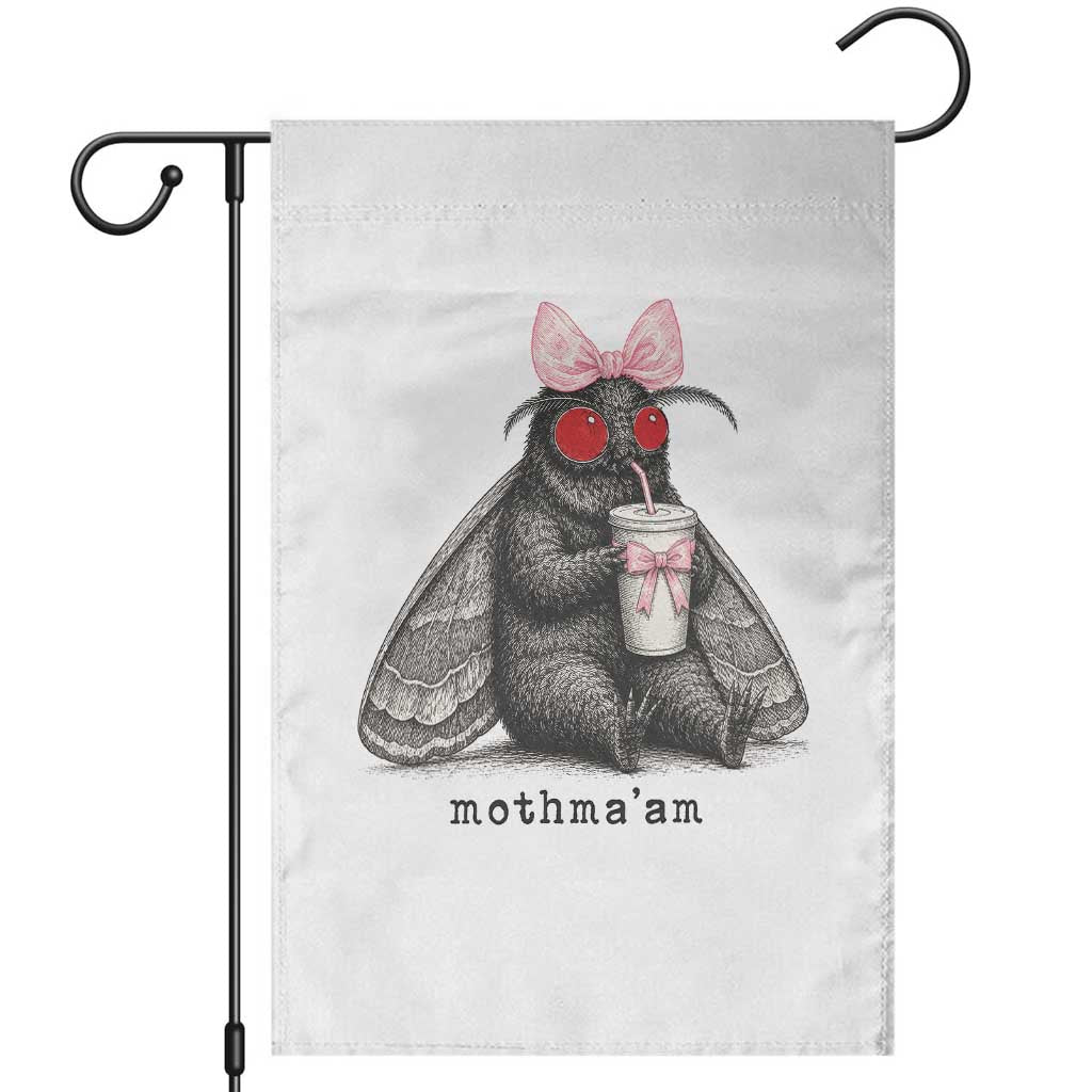 Funny Mothman Mothma'am Cute Pink Bow Coquette Garden Flag TS11 White Print Your Wear