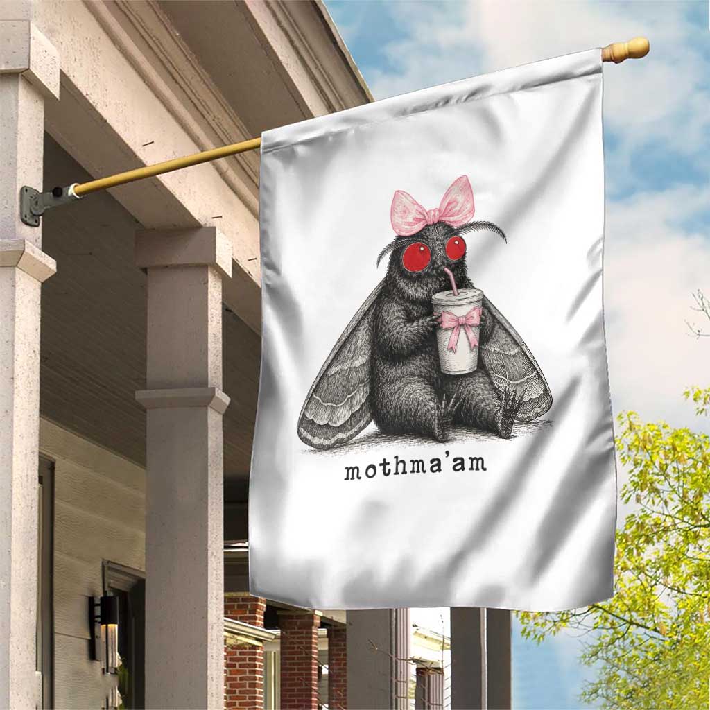 Funny Mothman Mothma'am Cute Pink Bow Coquette Garden Flag TS11 Print Your Wear