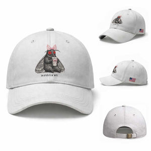 Funny Mothman Mothma'am Cute Pink Bow Coquette Baseball Cap TS11 Baseball Cap Universal Fit White Print Your Wear