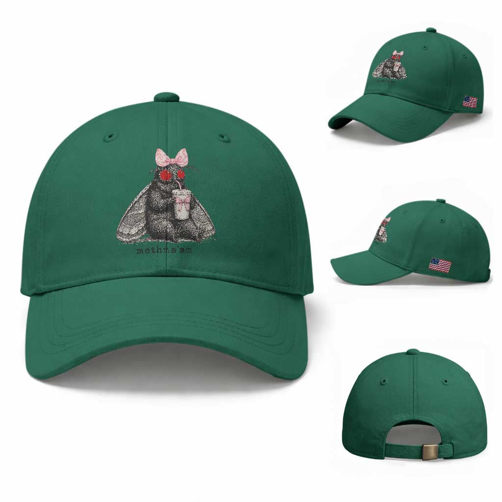 Funny Mothman Mothma'am Cute Pink Bow Coquette Baseball Cap TS11 Baseball Cap Universal Fit Irish Green Print Your Wear