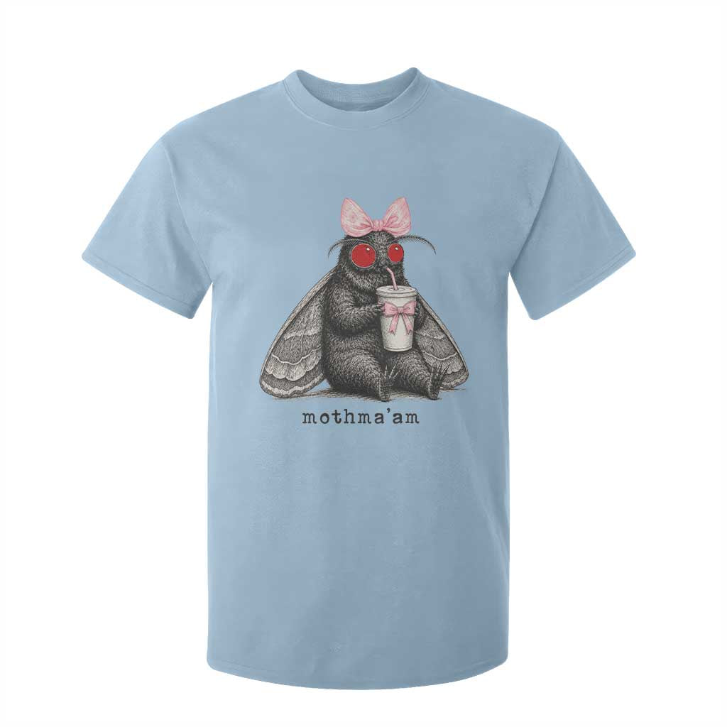 Funny Mothman Mothma'am Cute Pink Bow Coquette T Shirt For Kid TS11 Light Blue Print Your Wear