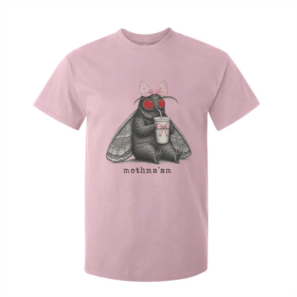 Funny Mothman Mothma'am Cute Pink Bow Coquette T Shirt For Kid TS11 Light Pink Print Your Wear