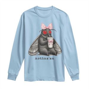 Funny Mothman Mothma'am Cute Pink Bow Coquette Long Sleeve Shirt TS11 Light Blue Print Your Wear